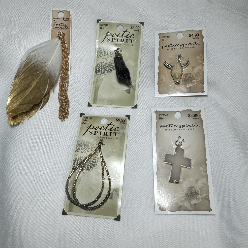 5 poetic spirit charms for keychains, necklaces,art projects